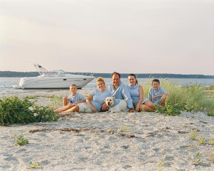 Cape Cod family portrait boating